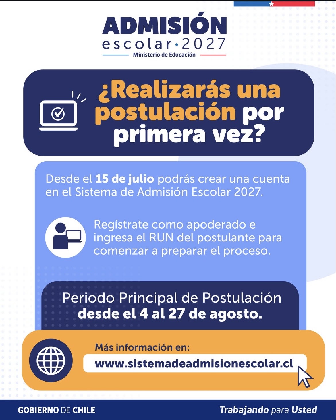 Información para realizar correctamente la postulación escolar