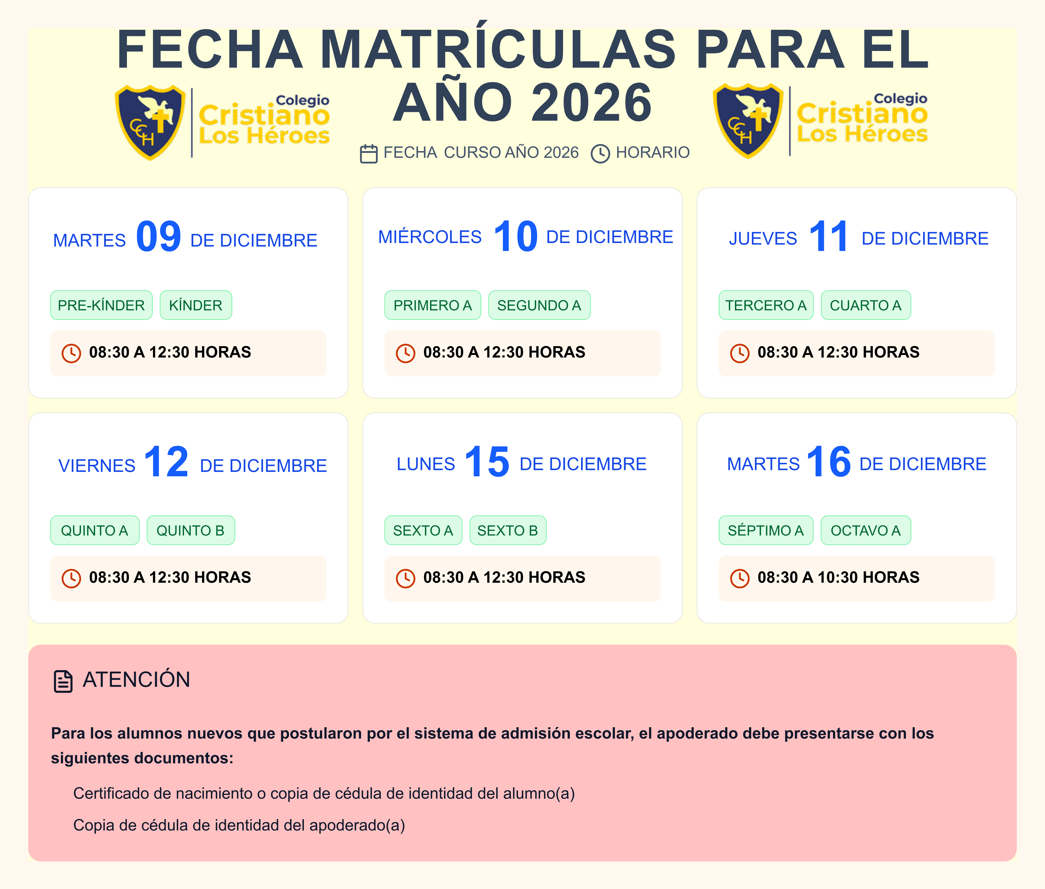 Horarios y Matrículas